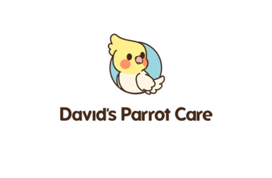 Content Design and Development Cartoon-style cockatiel logo with "David's Parrot Care" in a playful font.